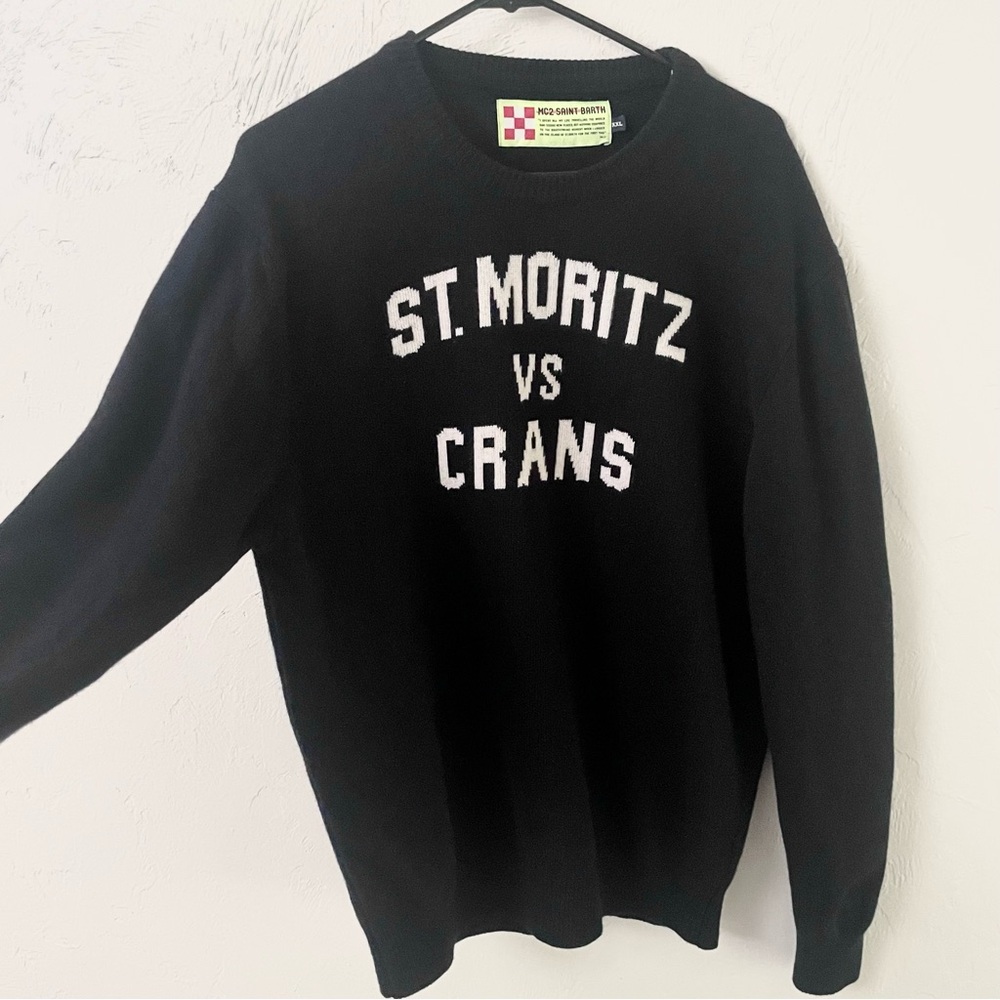 MC2 Saint Barth Cashmere-Wool Blend Crewneck Knit Sweater in Navy